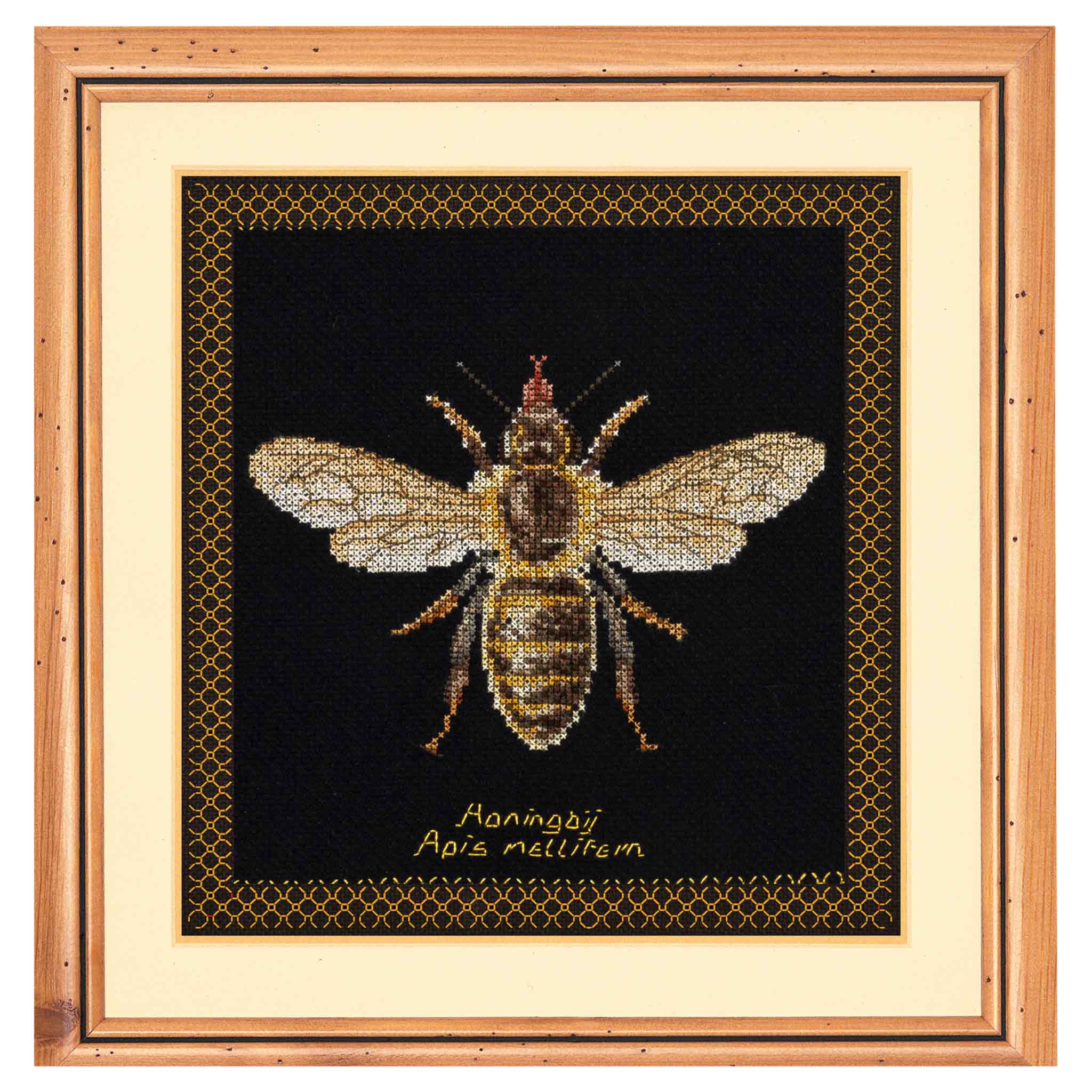 Honey Bee Cross Stitch Kit - Aida Black 18 Count
