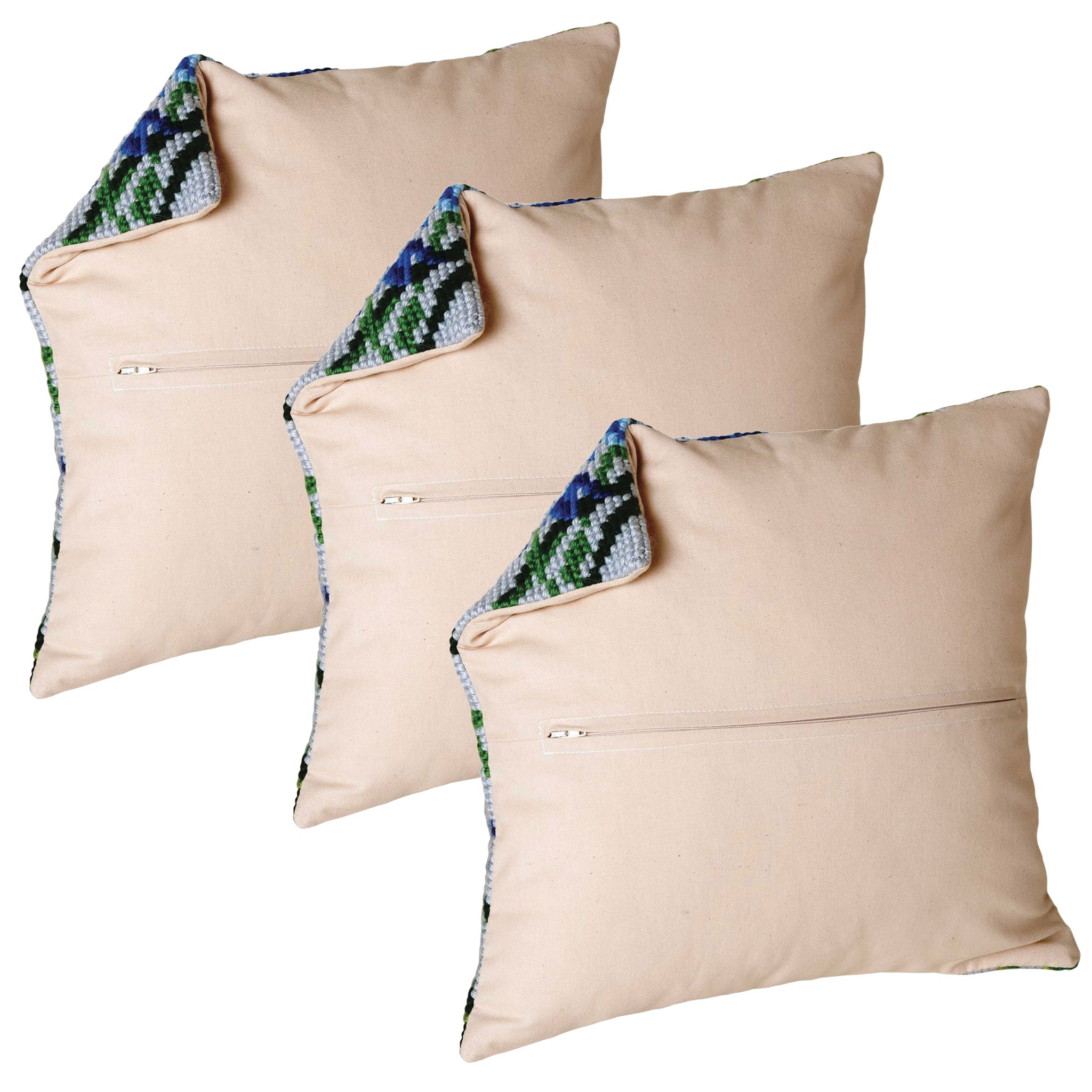 Thea Gouverneur Kussen Achterkant Kit met Rits - Set van 3 - Beige - Voor elk 16x16 Inch (40x40cm) Kussen - Kruissteek Creaties - Borduurwerk - 23.59993