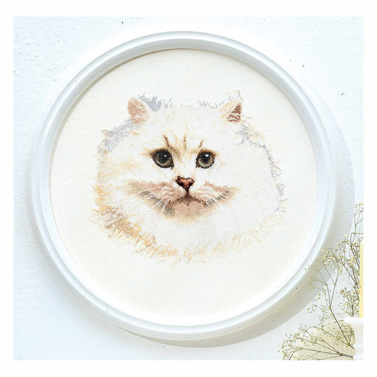Counted Cross Stitch Kit White Persian Cat 