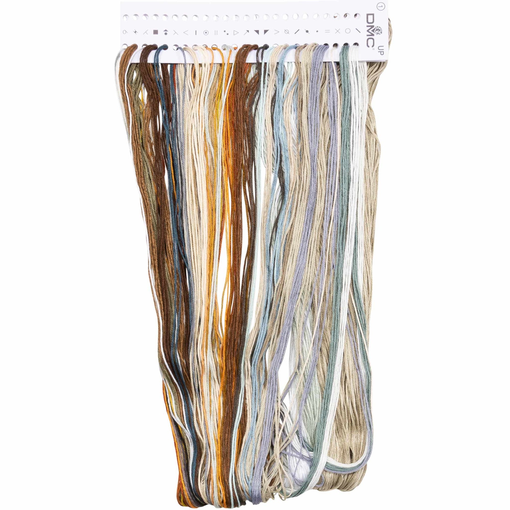 Set of colorful dmc embroidery threads presorted on the floss organizer