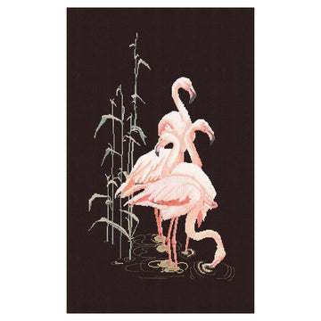 Counted Cross Stitch Kit Flamingo Birds - Aida Black