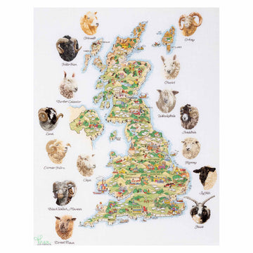 Schafkarte von Großbritannien – Leinen – 36 Count – 1076