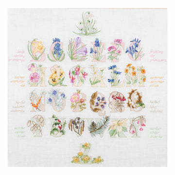 Counted Cross Stitch Kit Floral Alphabet sampler