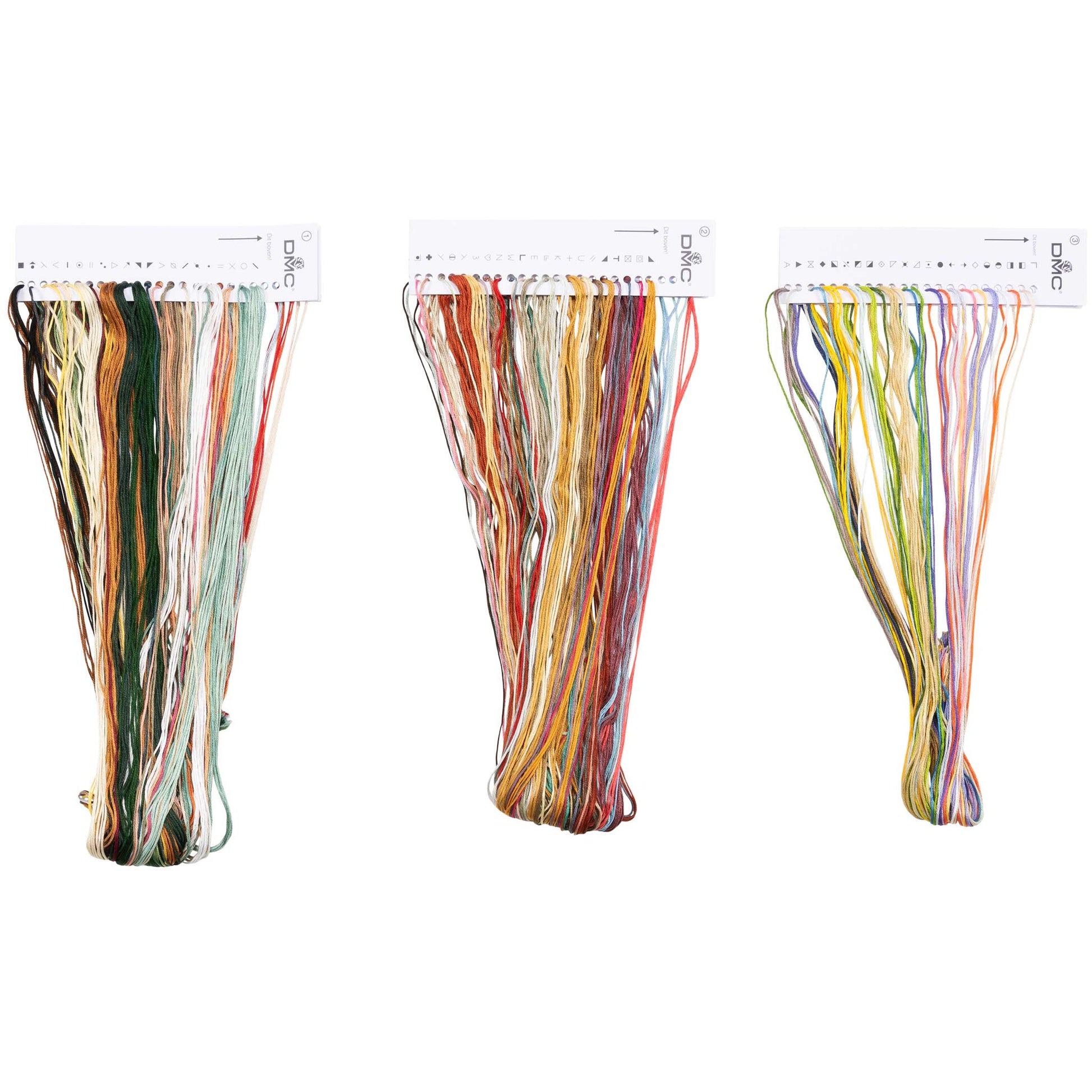 Set of colorful DMC threads presorted on the organizer floss