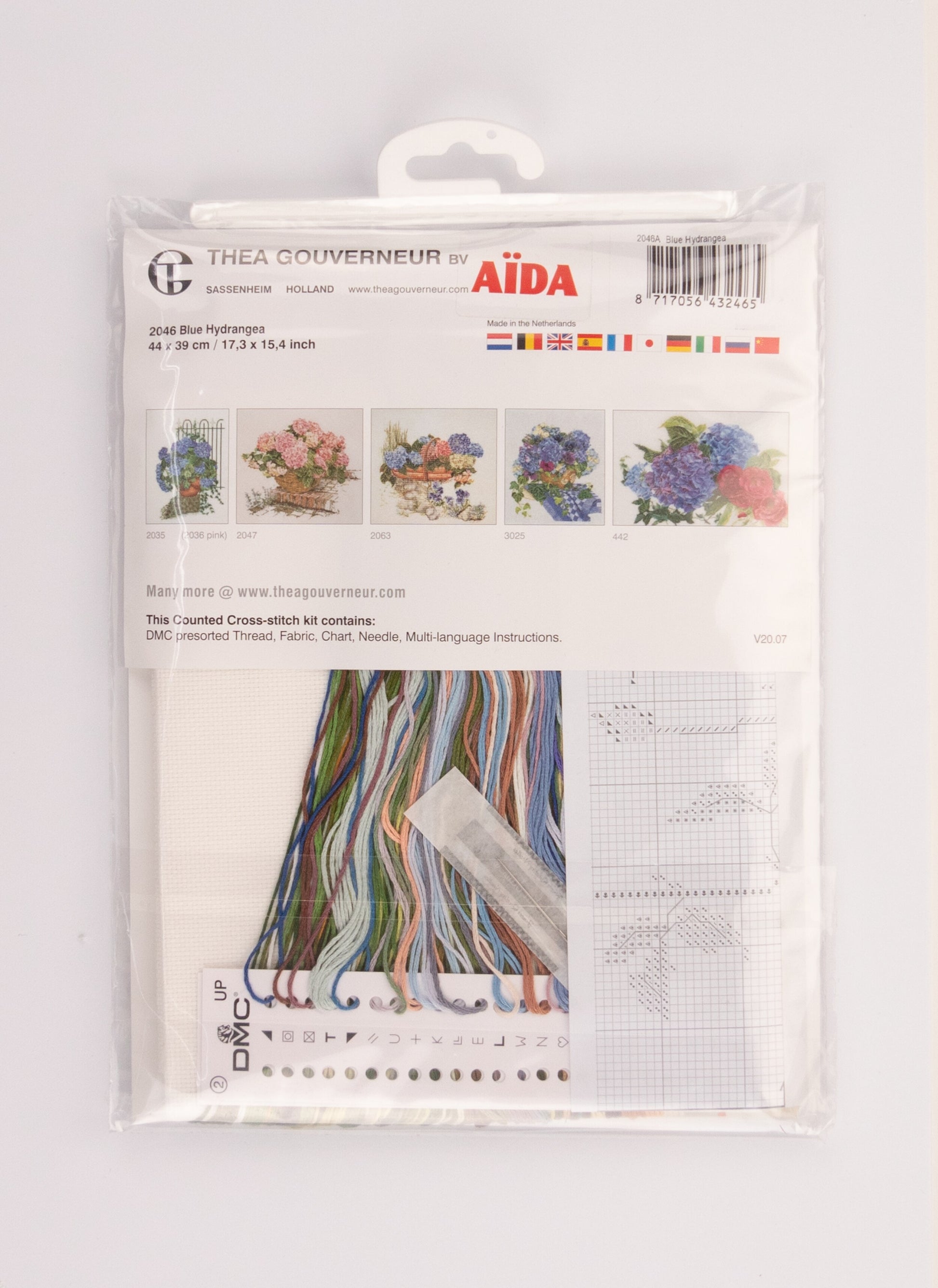 Blue Hydrangea - Aida - 16 - 2046A-Thea Gouverneur Since 1959