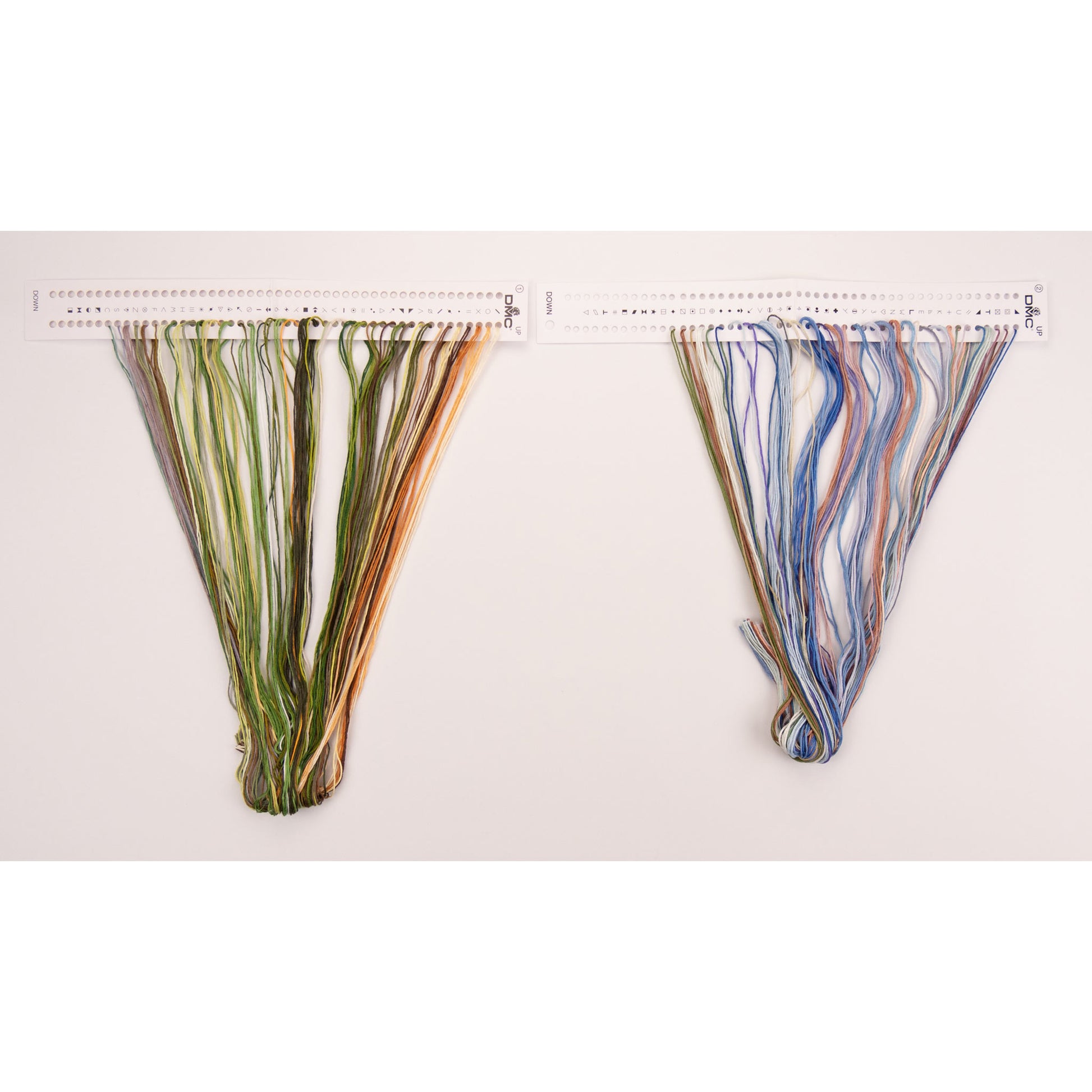 Set of colorful DMC threads presorted on organizer floss