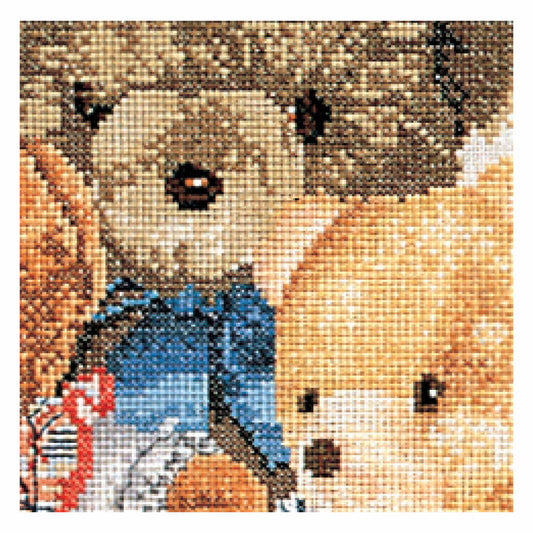 Counted Cross Stitch Kit Teddy Bears close up