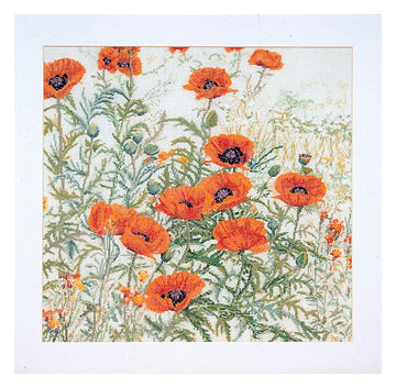 Orange Poppies - Linen - 32 - 2062