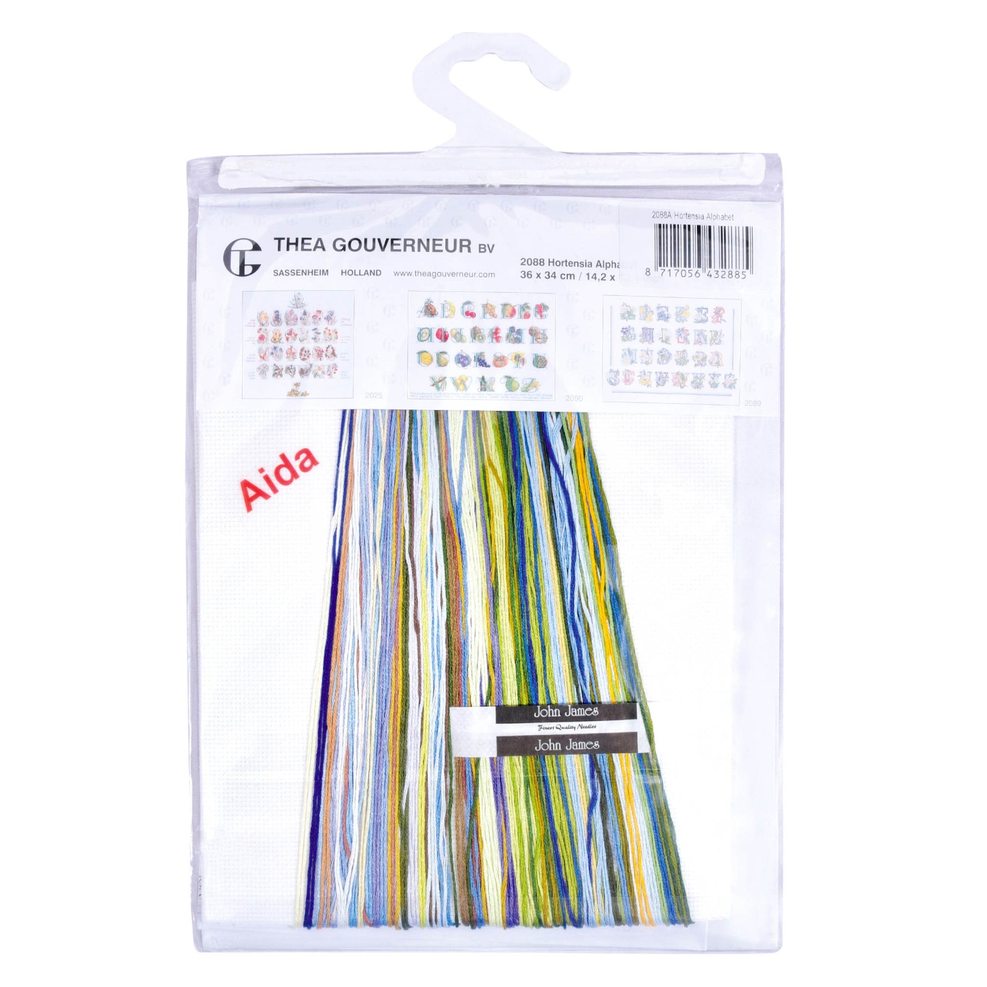 Counted Cross Stitch Kit Hydrangea Alphabet - Aida 16 Count