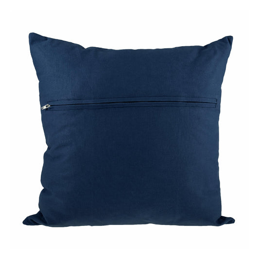 Blue pillow with a zipper on a white background