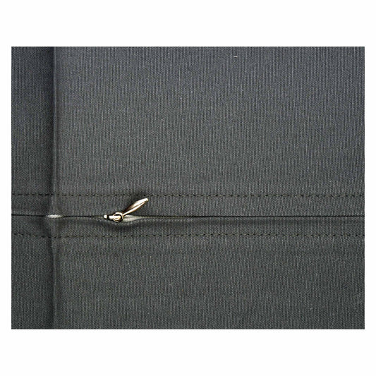 Close-up of a gray fabric with a zipper on a white background