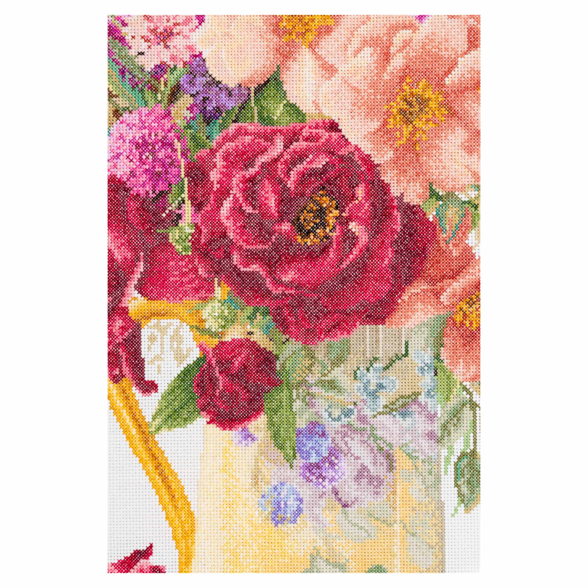 Counted Cross Stitch Kit Rose Bouquet - Linen 36 Count