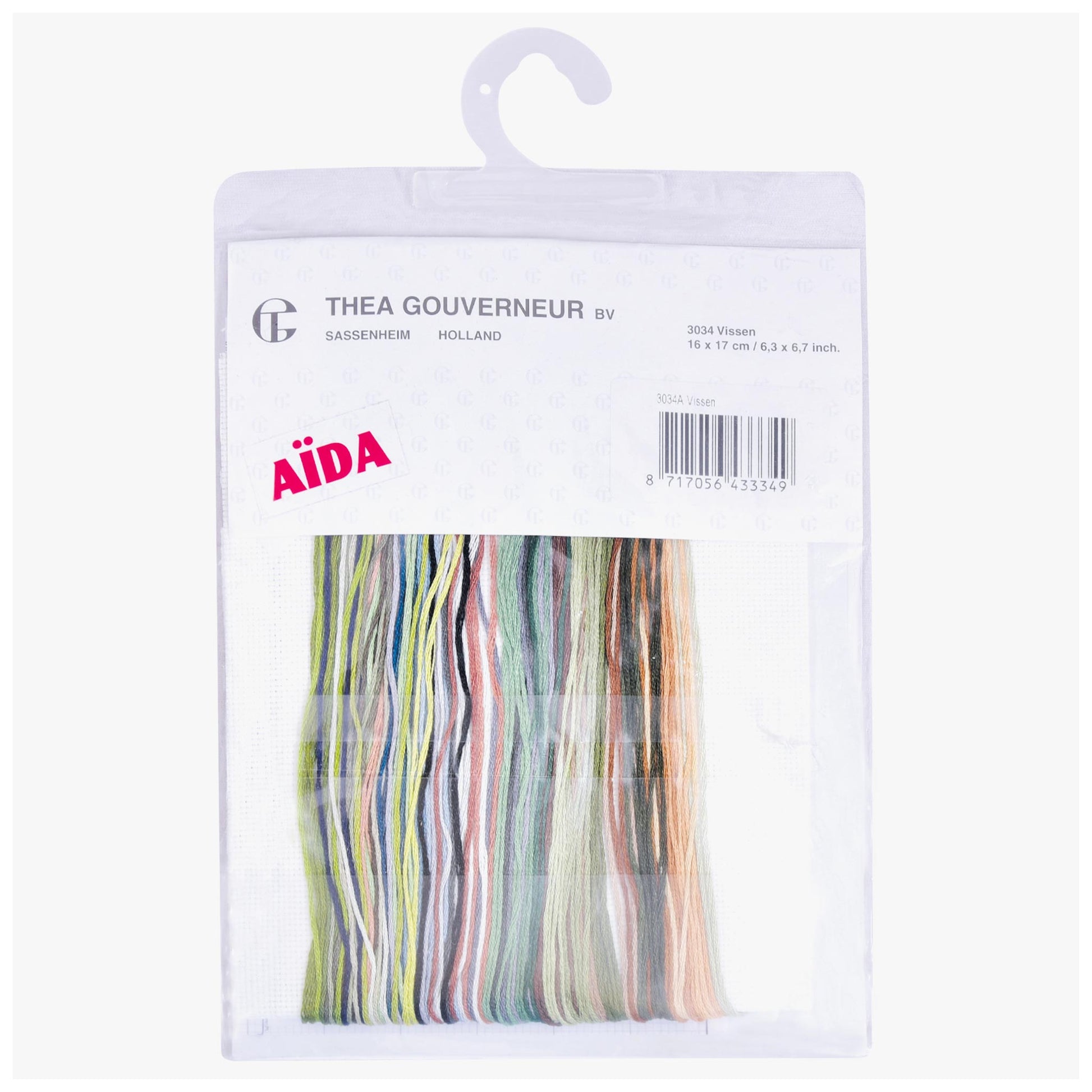 Embroidery kit with linen needlework fabric and packaging displaying dmc embroidery threads and kit content