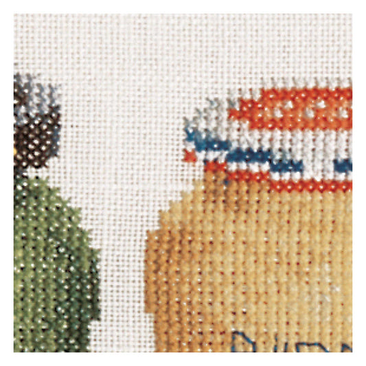 Counted Cross Stitch Kit Mustard Pot close up