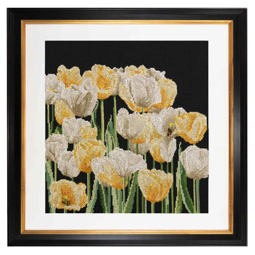 Counted cross stitch Tulips Flowers - Aida Black