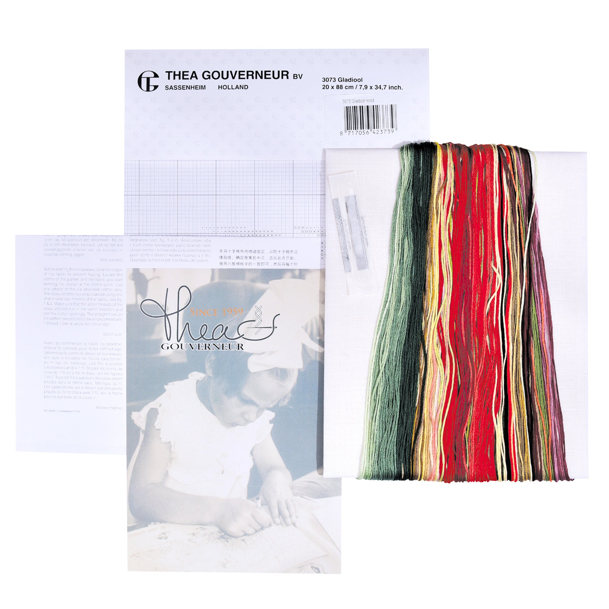 Gladioli Red - Linen - 36 - 3073-Thea Gouverneur Since 1959
