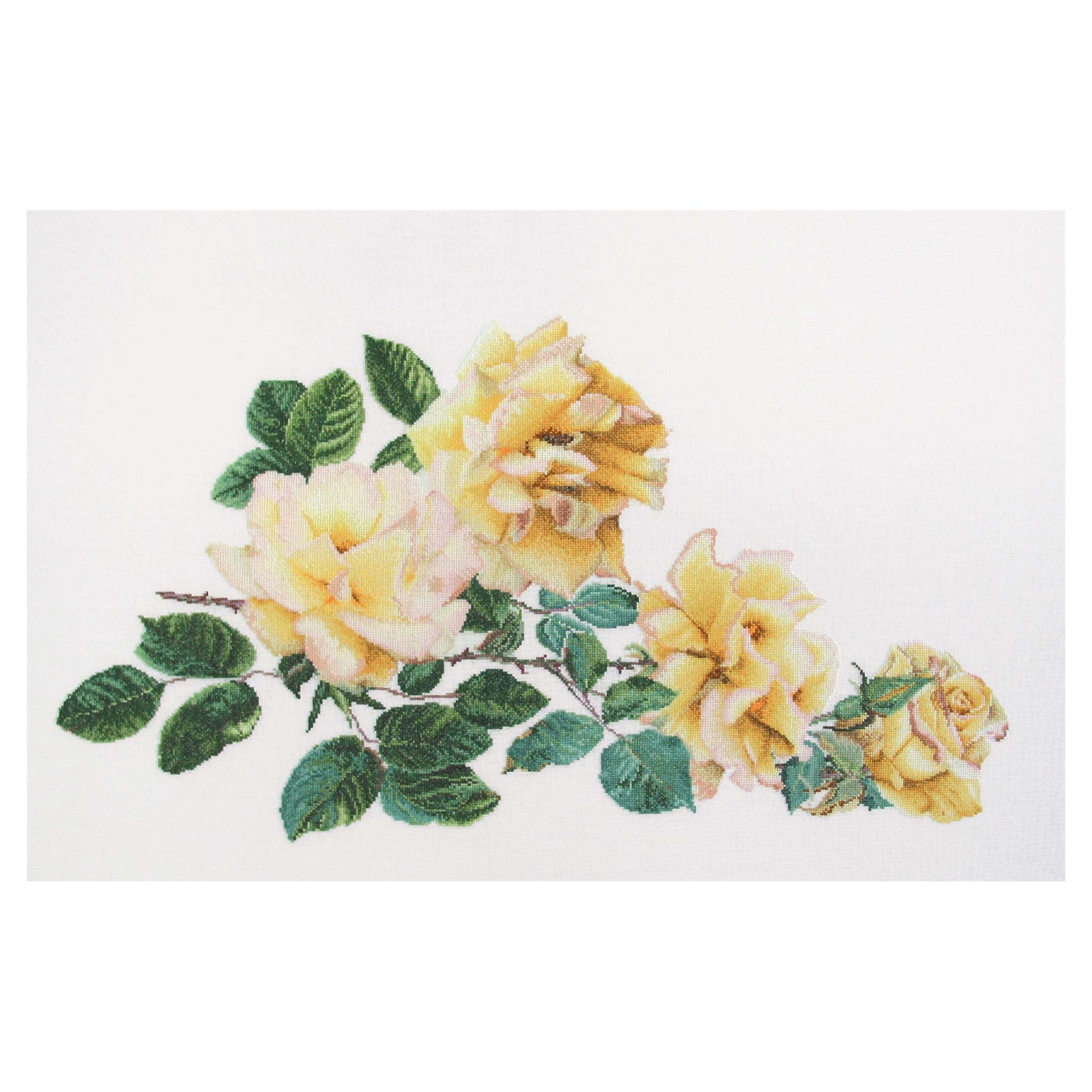 Floral design with yellow and white roses cross stitch