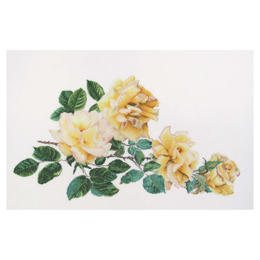 Floral design with yellow and white roses cross stitch