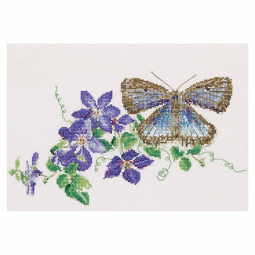 Counted Cross Stitch Kit Butterfly and Clematis