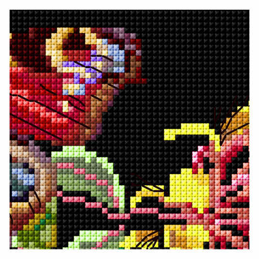 Counted Cross Stitch Kit Butterfly Honeysuckle close up