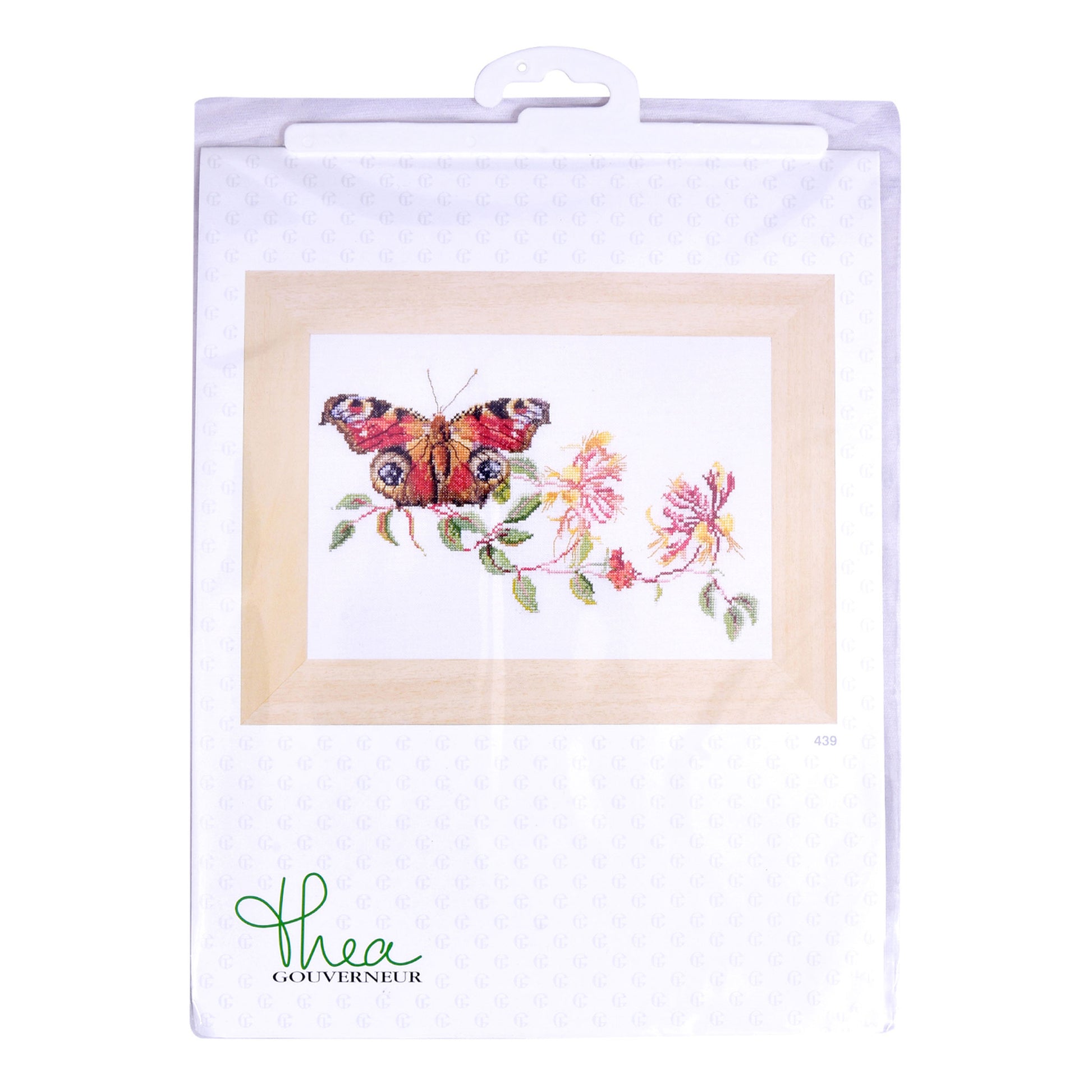 Packaged cross-stitch kit with butterfly design Thea Gouverneur embroidery