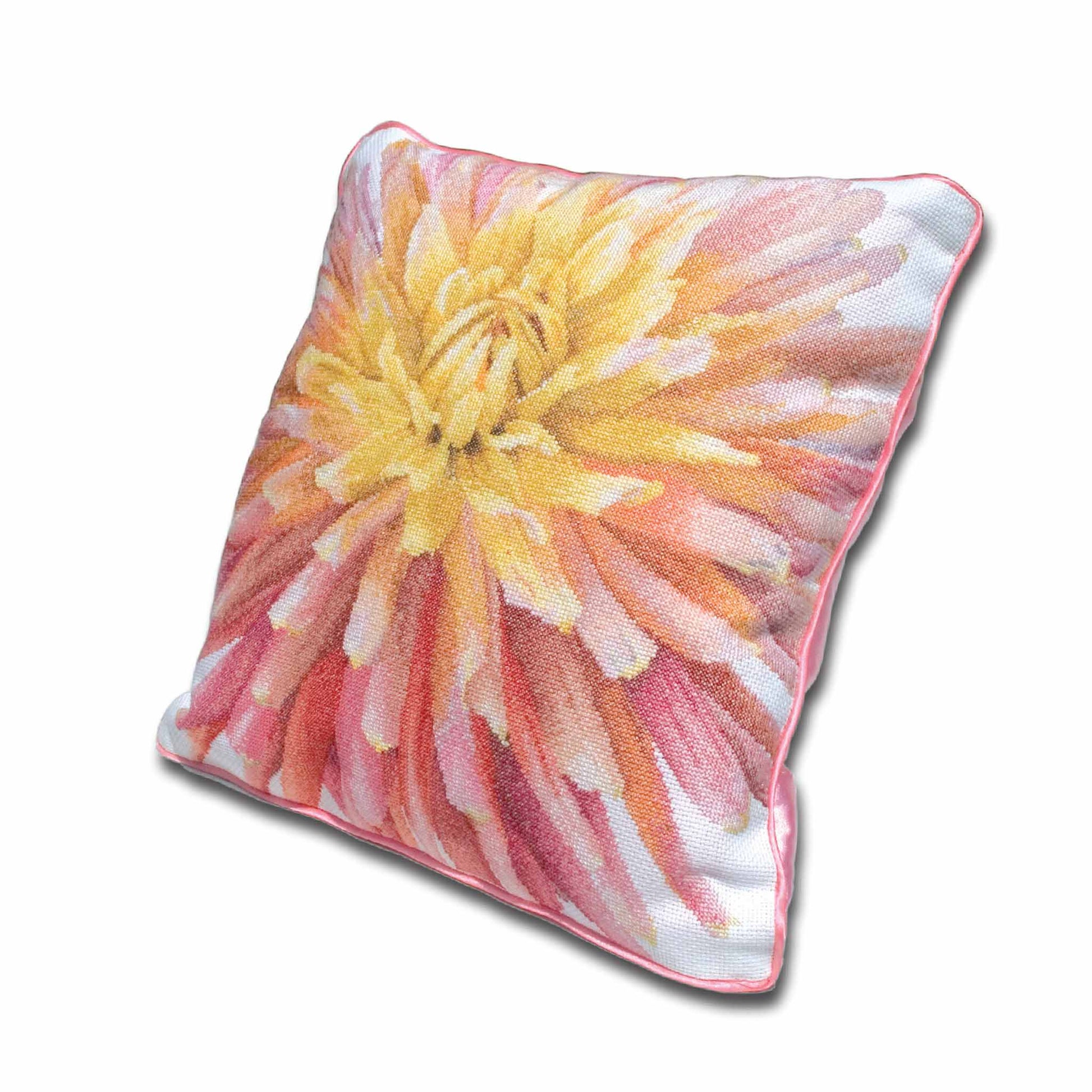 Counted Cross Stitch Kit Dahlia Flower pillow