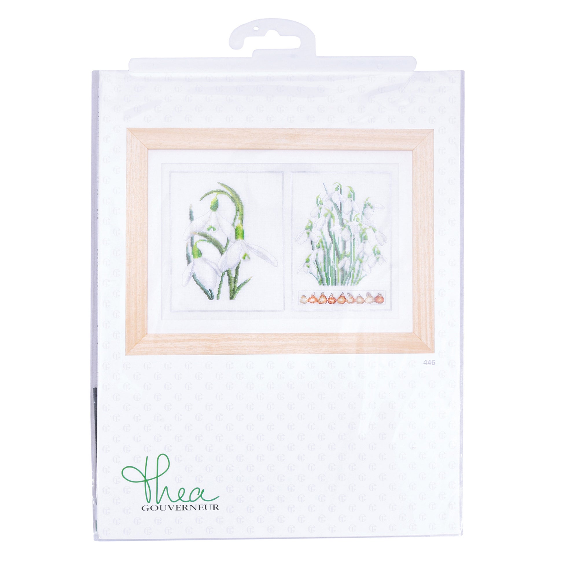 Snowdrops Panel - Aida Black - 18 - 446.05-Thea Gouverneur Since 1959