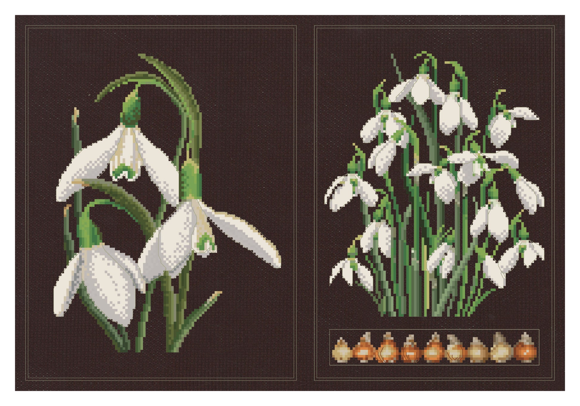 Snowdrops Panel - Aida Black - 18 - 446.05-Thea Gouverneur Since 1959