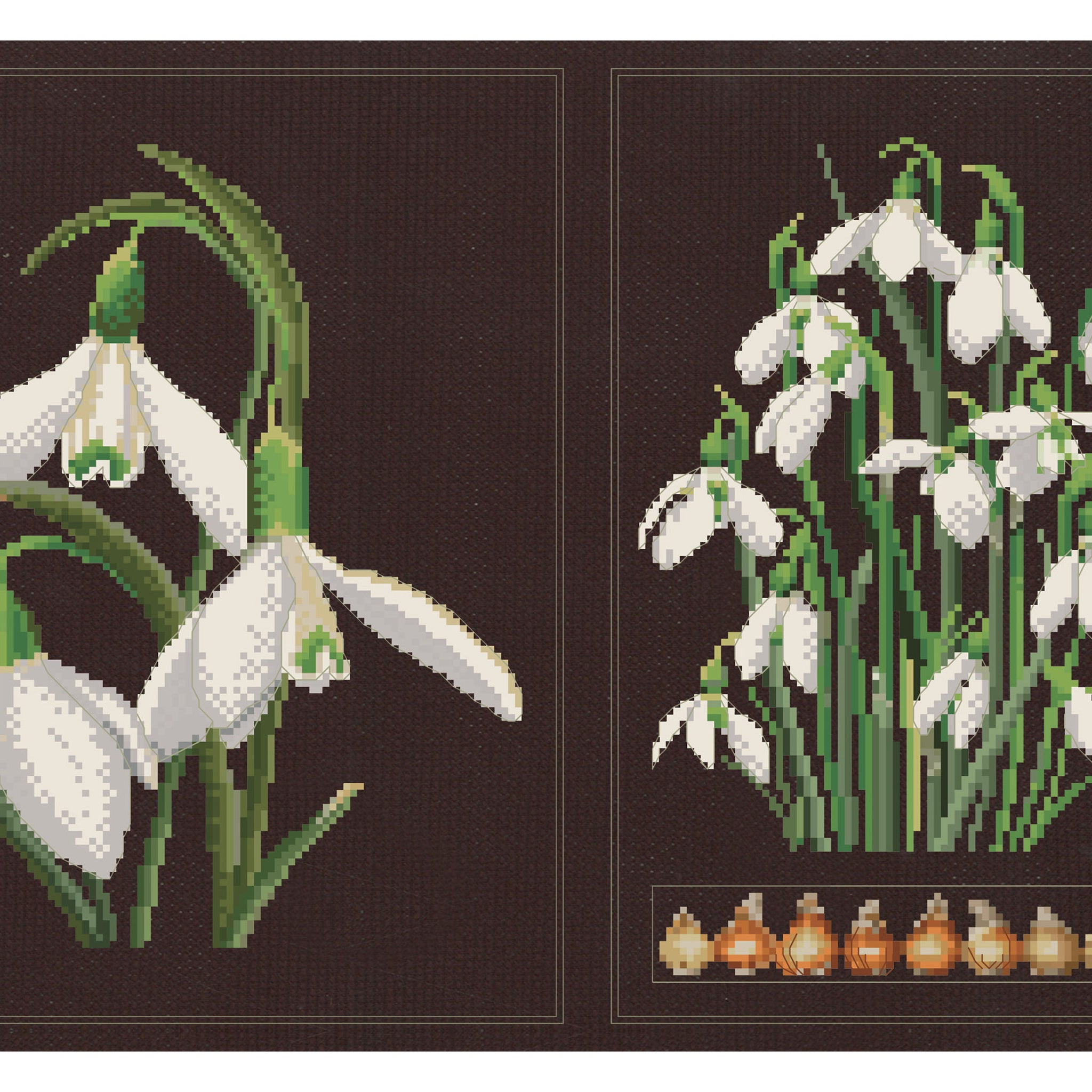 Snowdrops Panel - Aida Black - 18 - 446.05