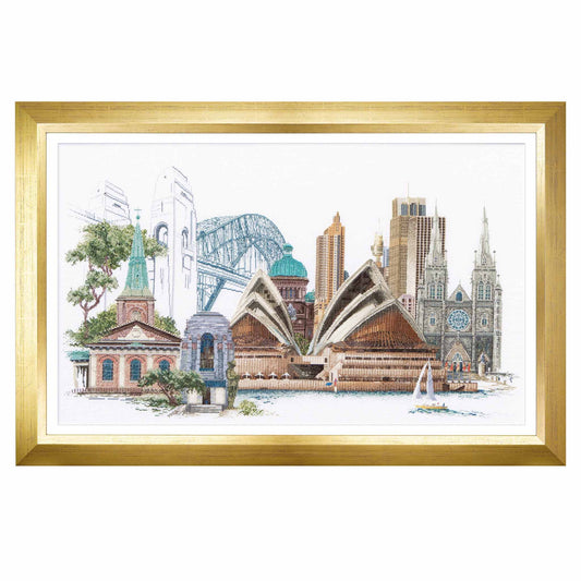 cross stitch view of Sydney city in Australia