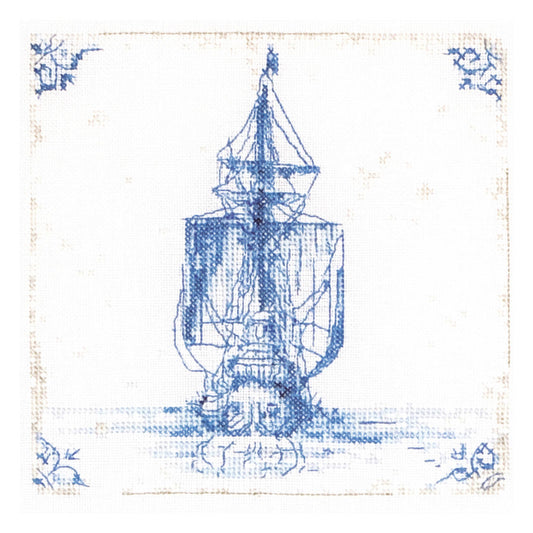 Antique Dutch Tiles Delft Blue - Aida - 18 - 482A