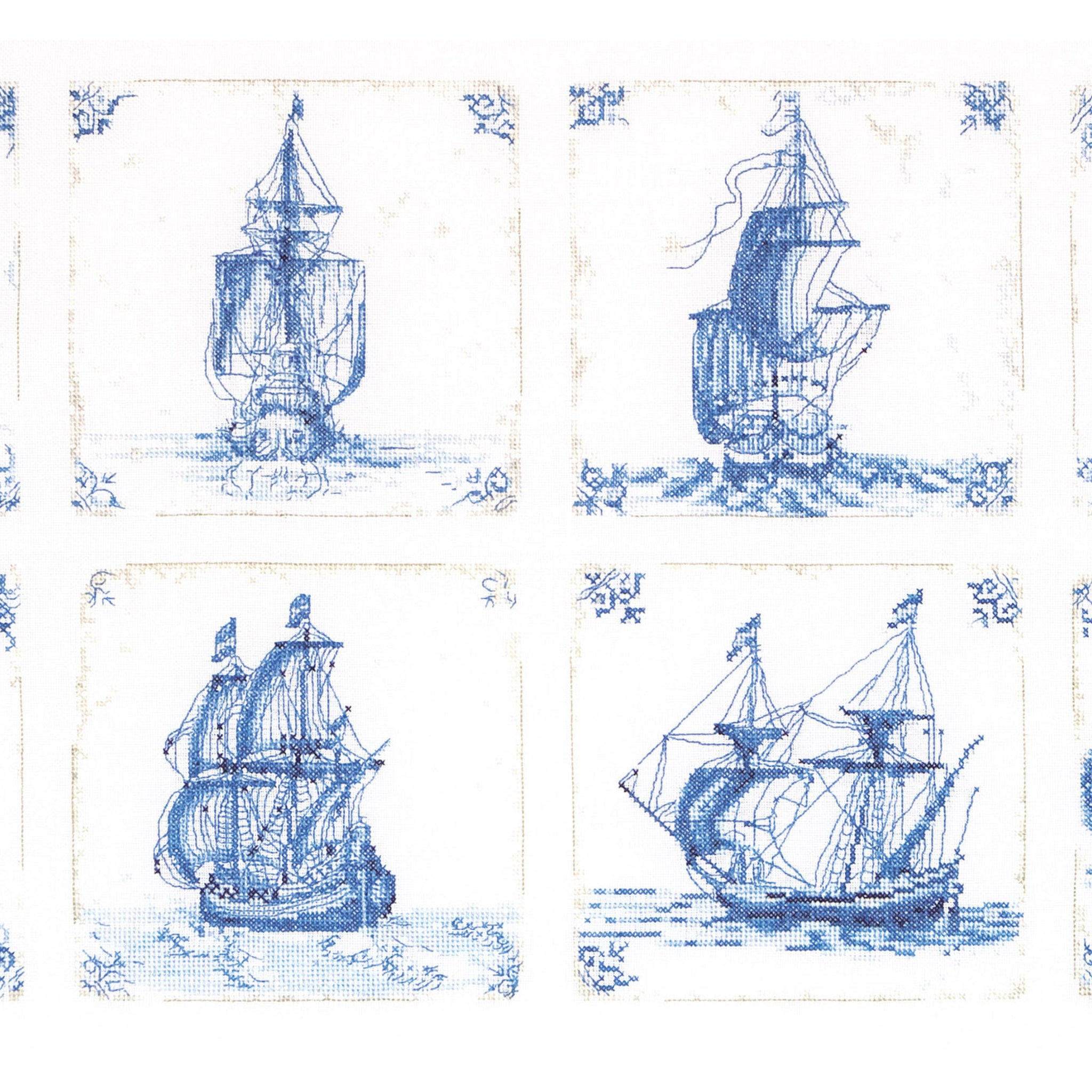 Antique Dutch Tiles Delft Blue - Linen - 36 - 482