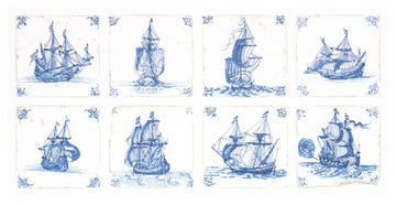 Antique Dutch Tiles Delft Blue - Linen - 36 - 482