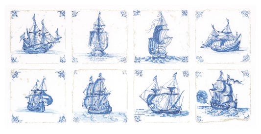 Antique Dutch Tiles Delft Blue - Linen - 36 - 482