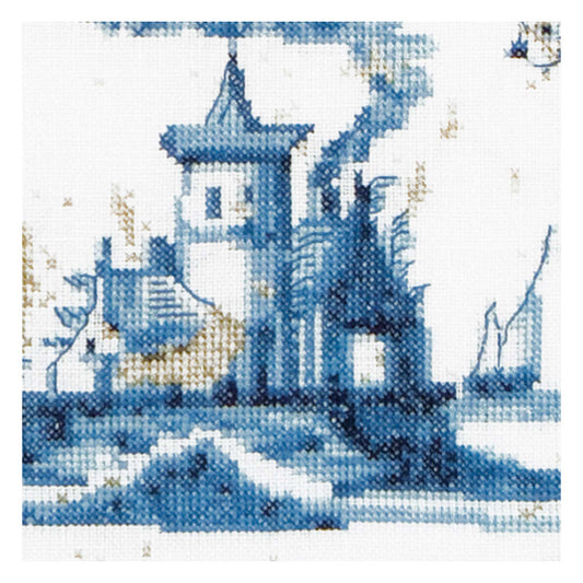 Counted Cross Stitch Kit Antique Tiles Villages close up