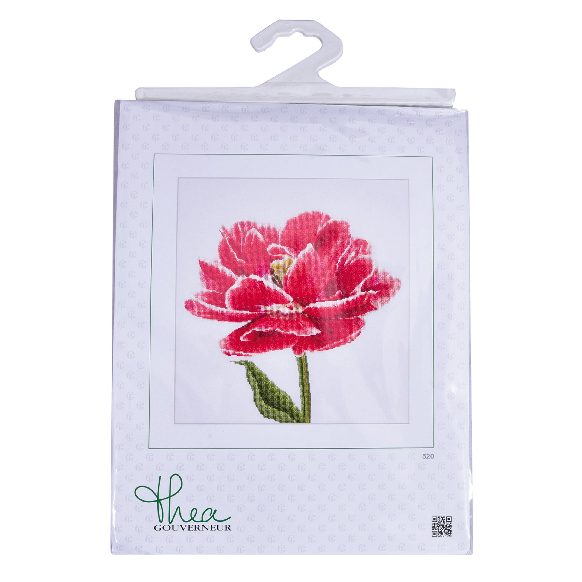 Red/White Edged Early Double Tulip - Linen - 32 - 520-Thea Gouverneur Since 1959