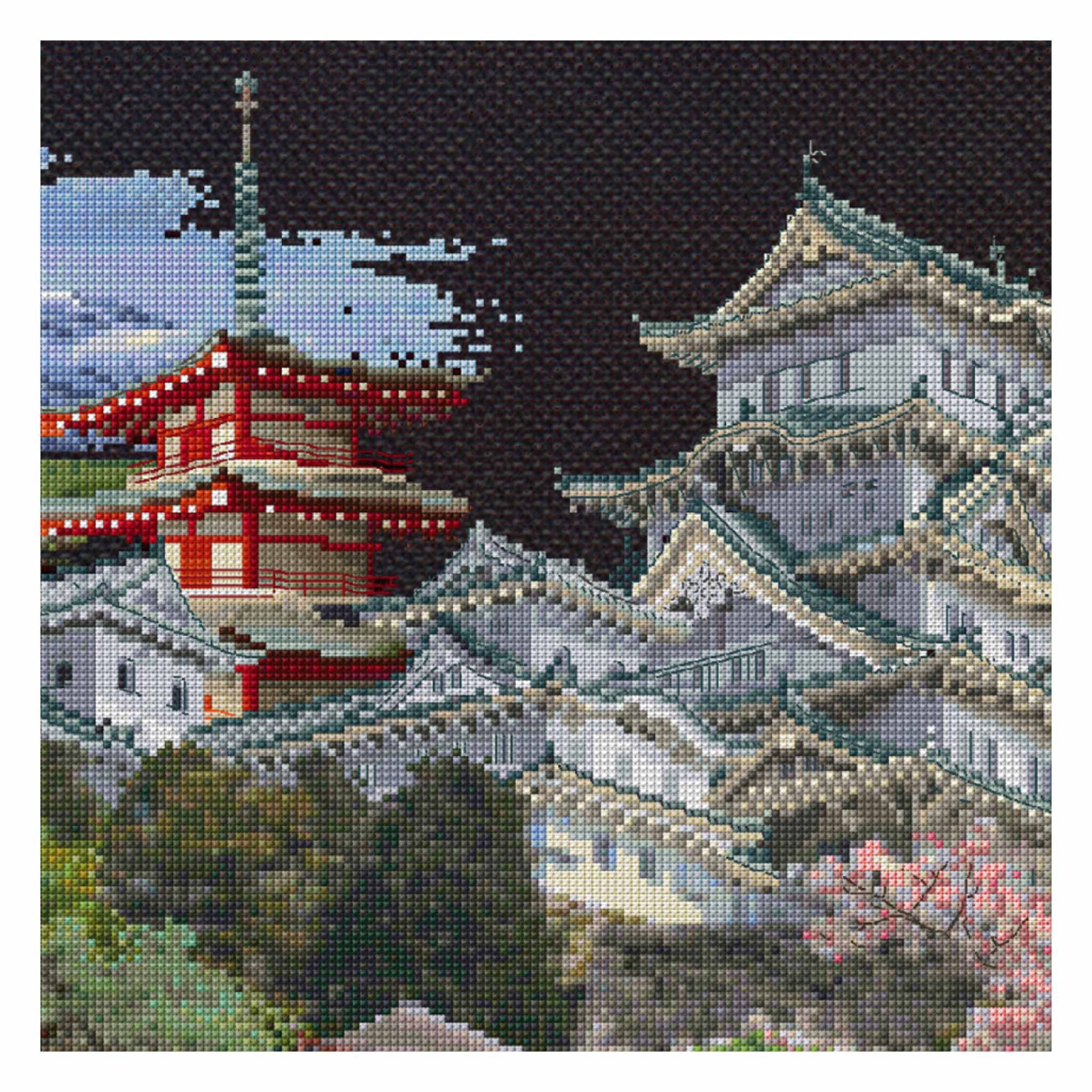 AYAページ Counted Cross Stitch Kit Japan - Black Aida 18 Count