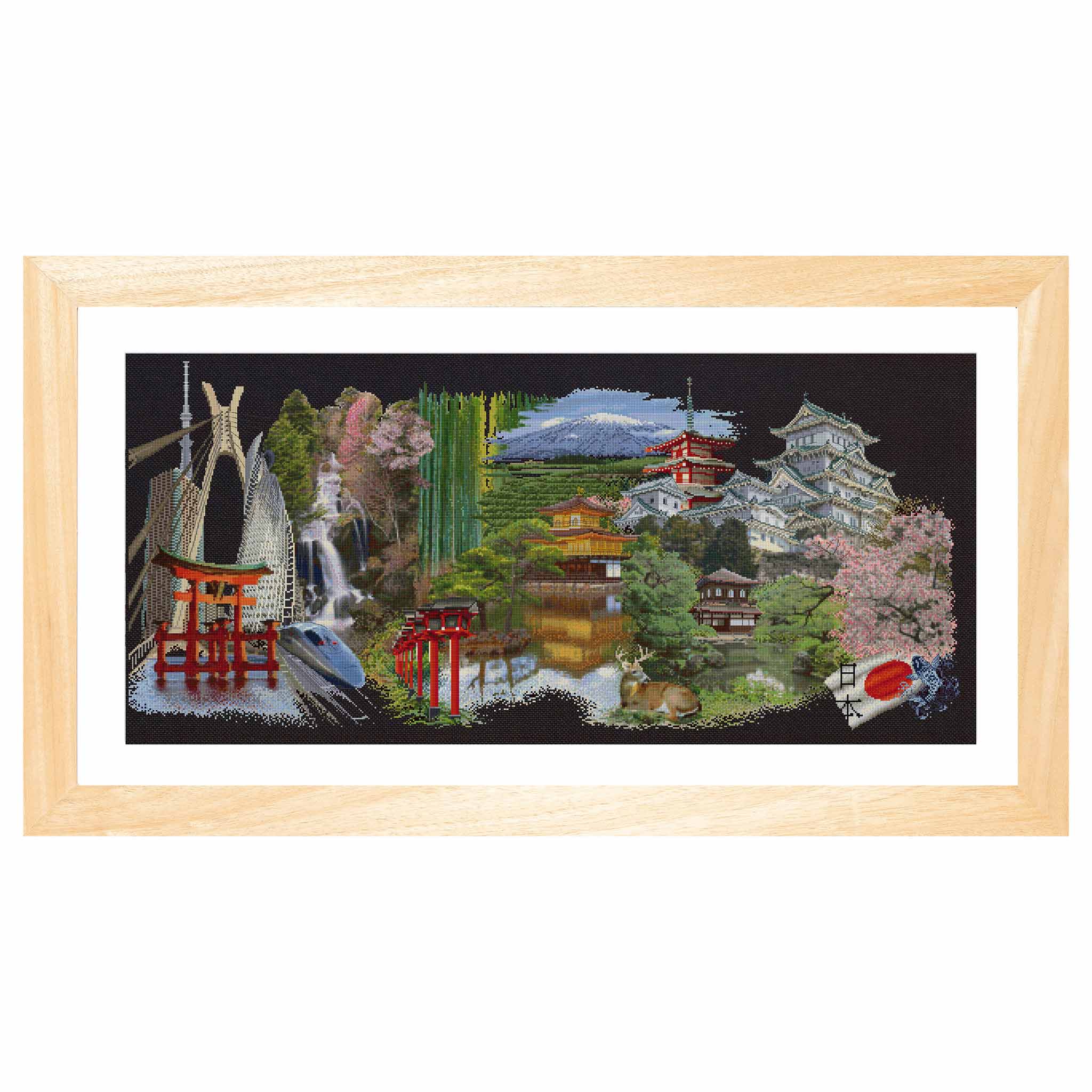 Counted Cross Stitch Kit Japan - Black Aida 18 Count