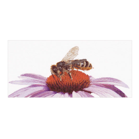 Bee on a purple flower cross stitch design