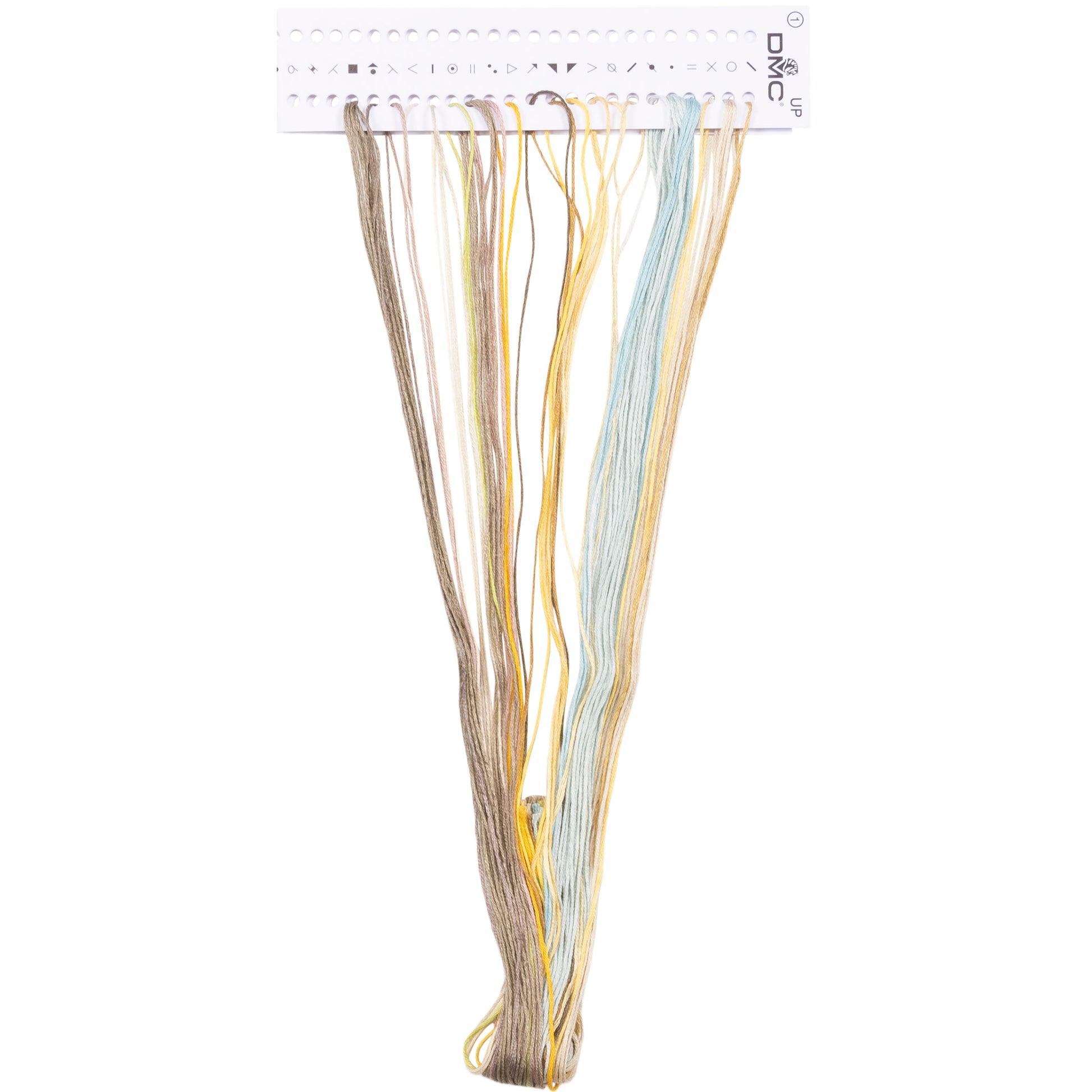 Set of colorful embroidery DMC threads presorted on organizer floss