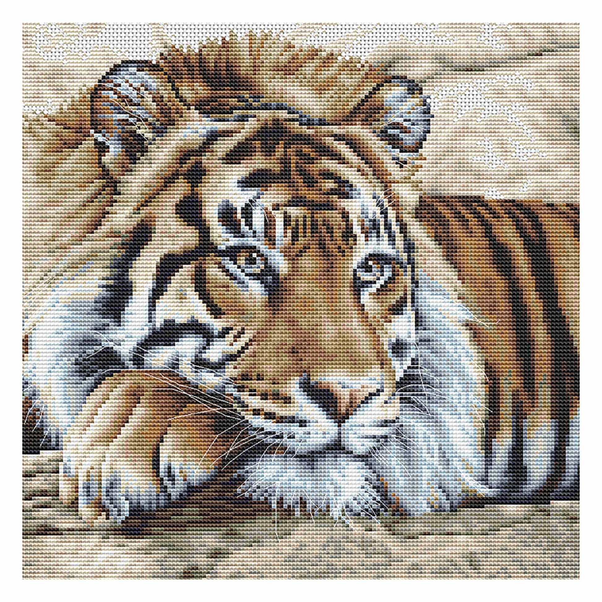 Cross stitch kit Tiger closeup