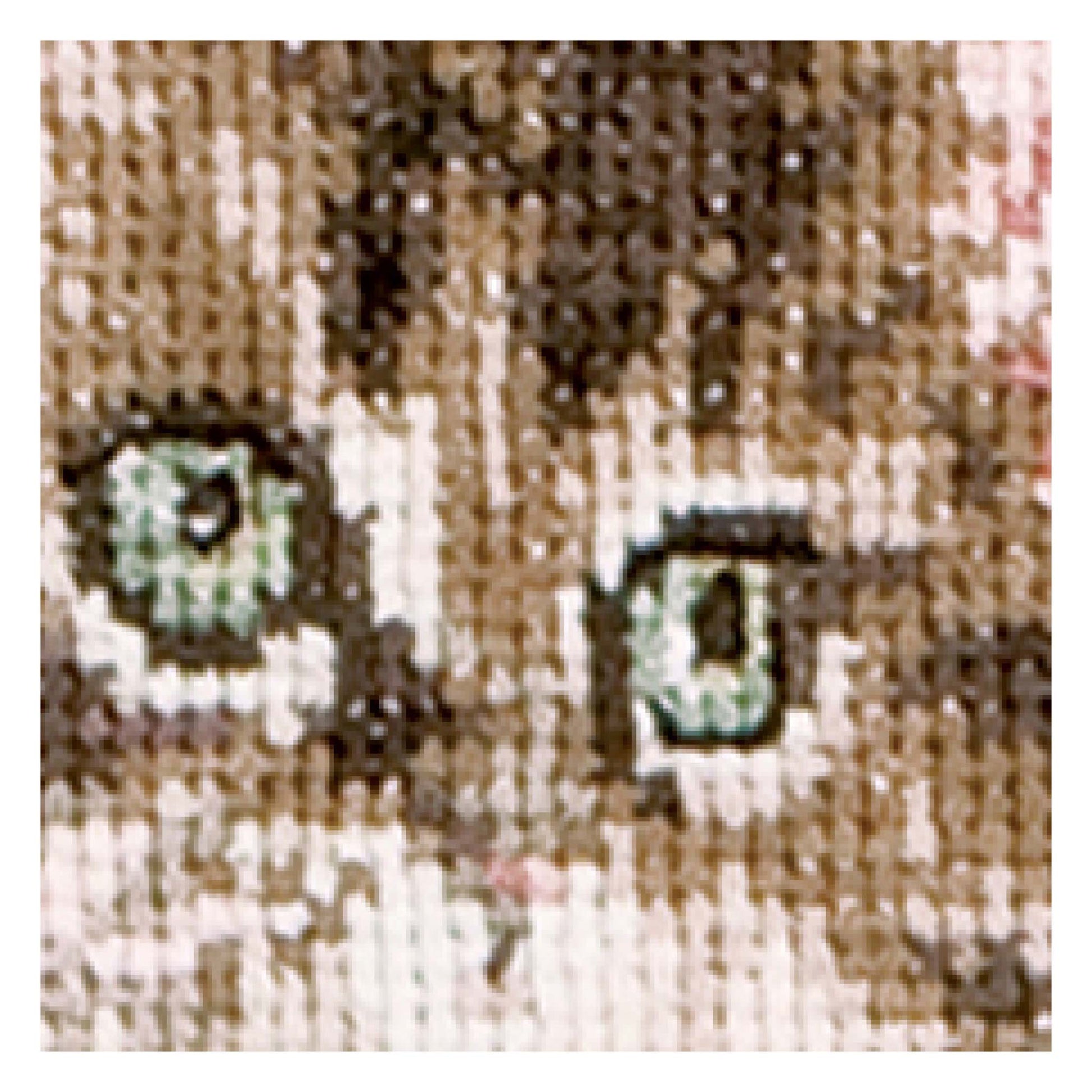Close-up of a textured cat face cross stitch pattern