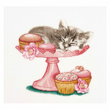 Cross Stitch Kit Sweet As Sugar Cat and Cakes