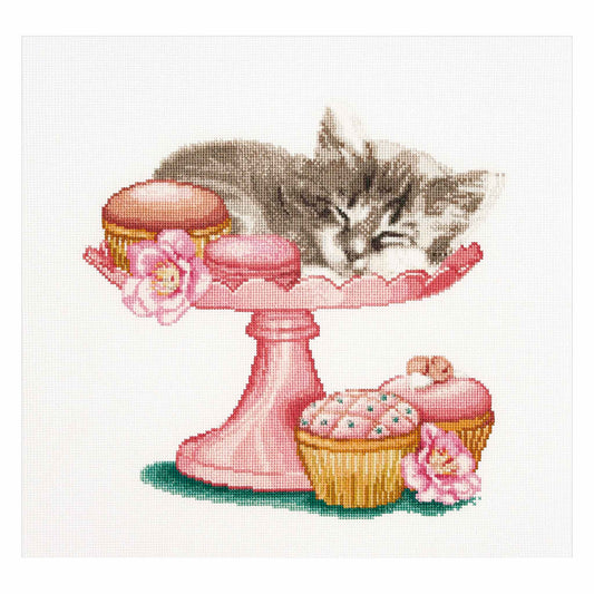 Cross Stitch Kit Sweet As Sugar Cat and Cakes