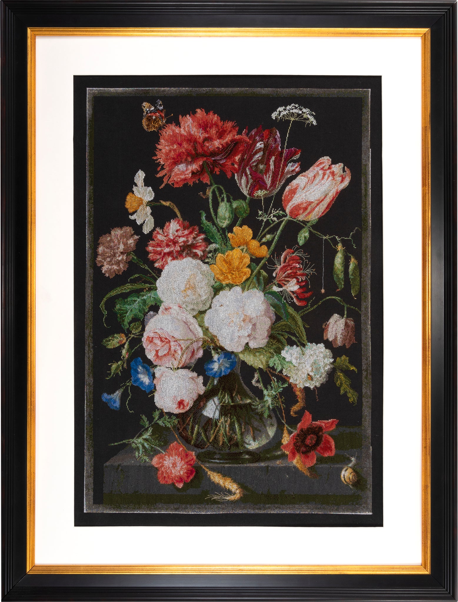 Still Life with Flowers in a glass Vase - Aida 14 Black - 14 - 785.07