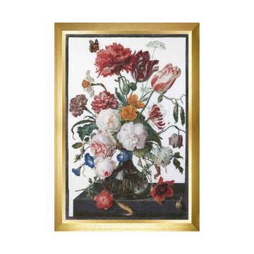 Stillleben mit Blumen in einer Glasvase – Leinen – 36 – 785