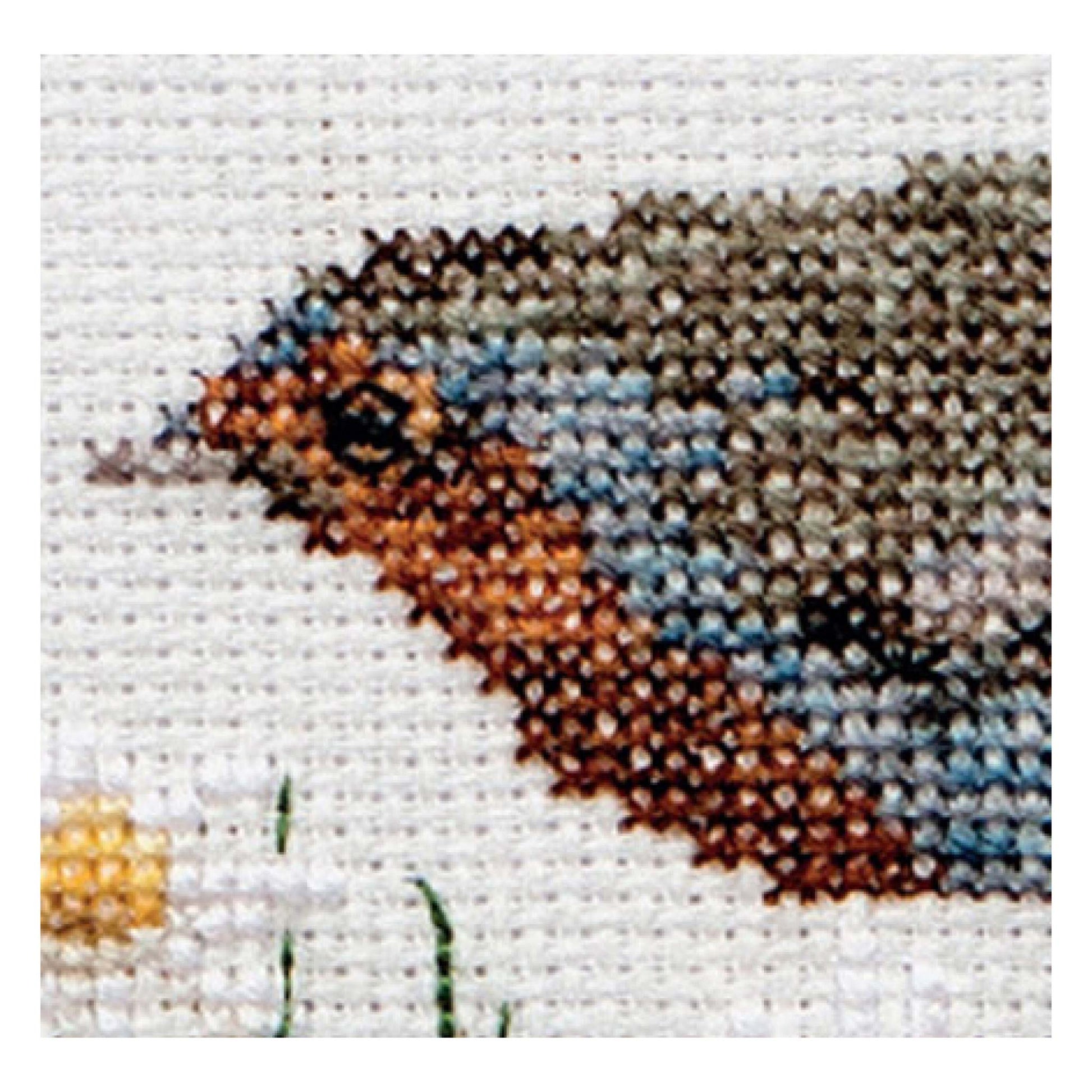 Thea Gouverneyr embroidery Cross Stitch Kit Summer Robin Bird close up.