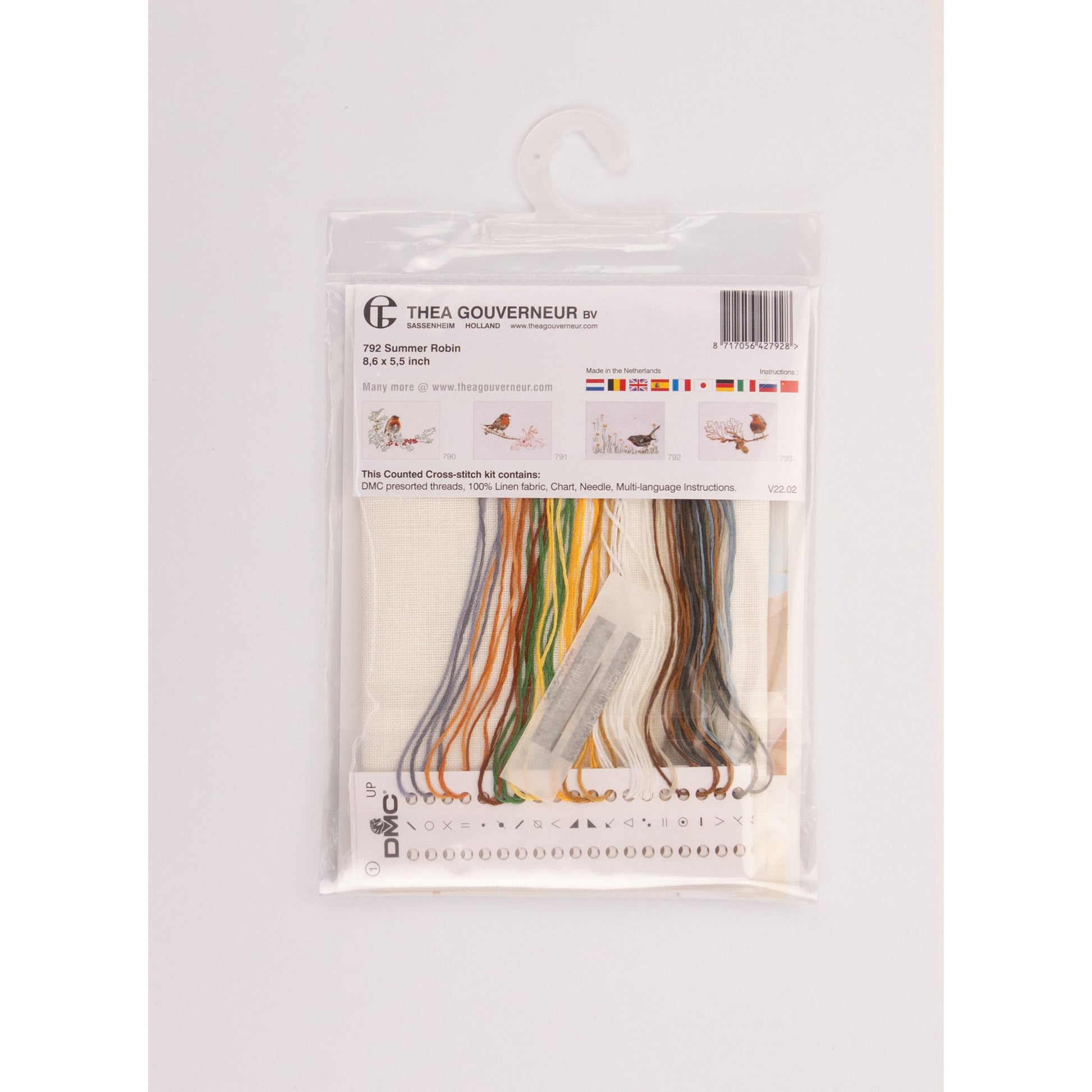 cross stitch package with presorted threads on the floss organizer