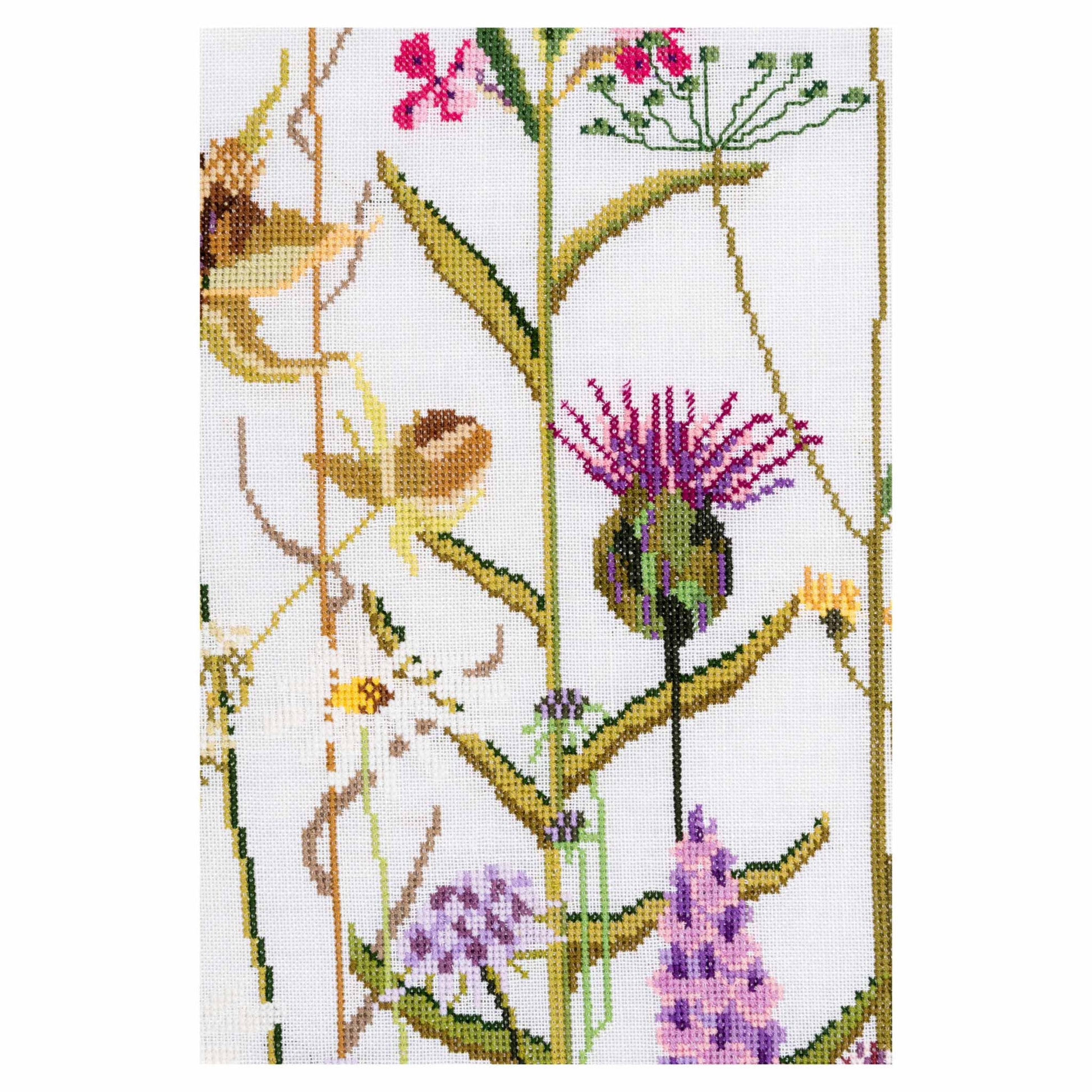 Cross stitch kit Wildflowers summer meadow close up