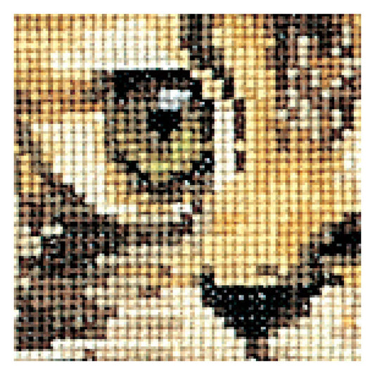 Close up image of a cat's face with a grid pattern